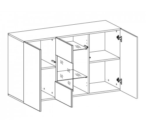 Комод Поинт Дуб Вотан / Стекло Без блока питания