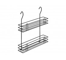 Двухъярусная полка для специй на рейлинг Лунден Черный матовый, металл