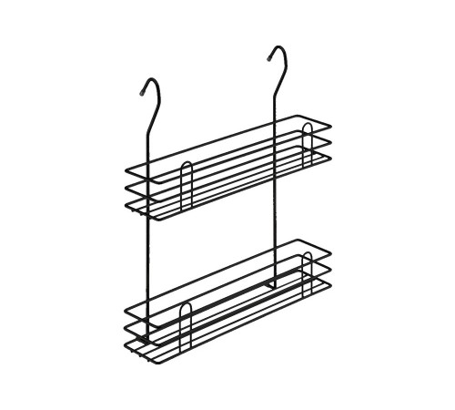 Изображение Двухъярусная полка для специй на рейлинг Лунден Черный матовый, металл