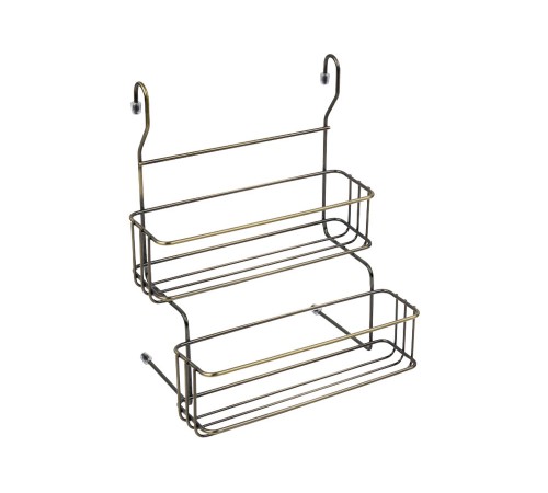 Двухъярусная полка для специй на рейлинг Шерп Античная бронза, металл