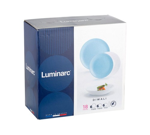 Изображение Столовый сервиз Дивали Light blue and White 18 предметов Изображение Столовый сервиз Дивали Light blue and White 18 предметов