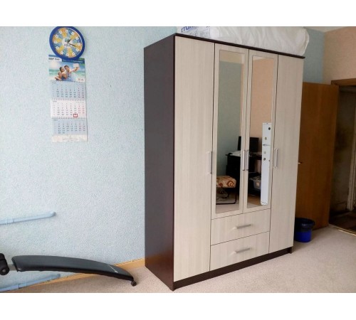 Изображение Распашной шкаф Фиеста 4 двери Дуб Крафт белый Изображение Распашной шкаф Фиеста 4 двери Дуб Крафт белый