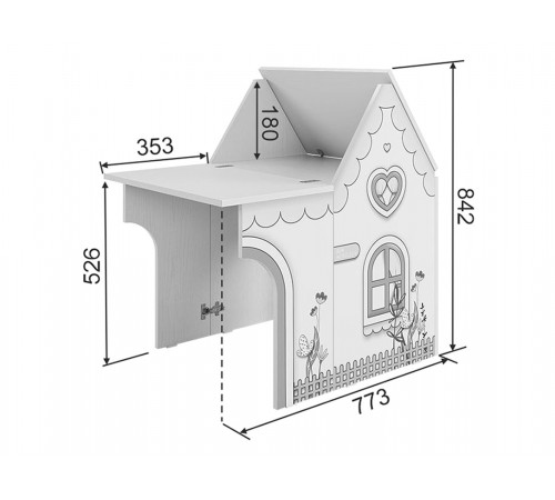 Детский стол-трансформер Домик Белый / Розовый