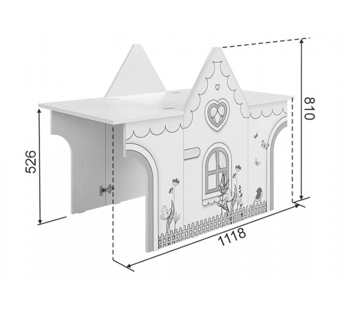 Детский стол-трансформер Домик Белый / Розовый
