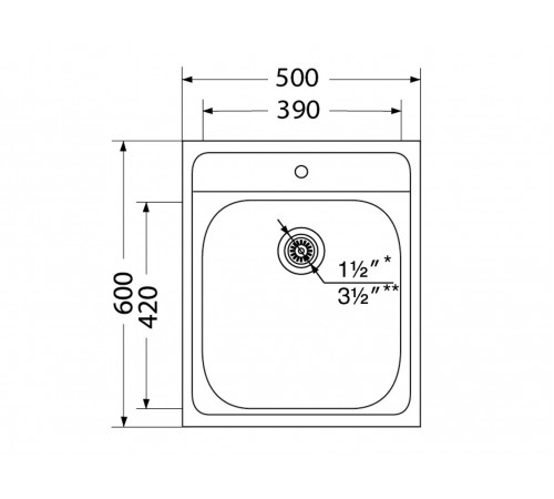 Изображение Накладная мойка Иннова 500x600 матовая