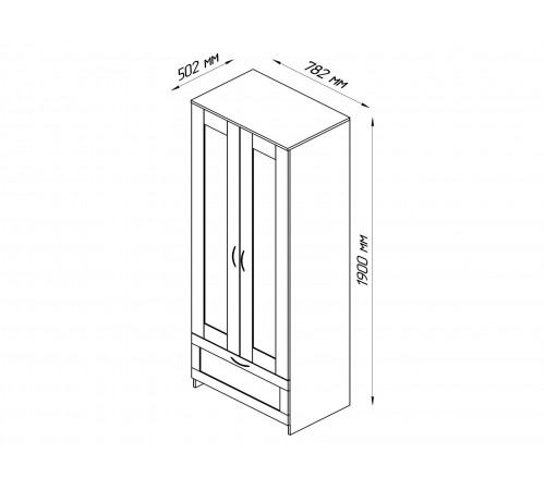 Изображение Распашной шкаф Сириус Белый Один ящик