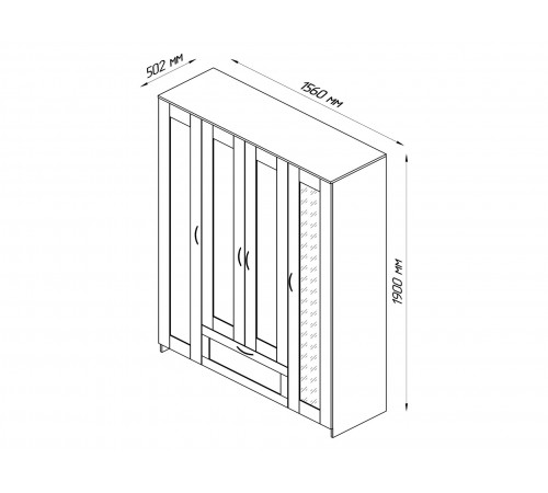 Распашной шкаф Сириус Белый Один ящик С двумя зеркалами