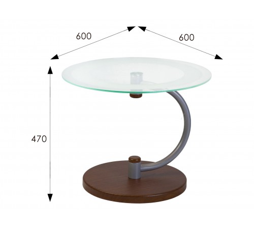 Журнальный столик Дуэт 13Н Металлик / Средне-коричневый / Прозрачный
