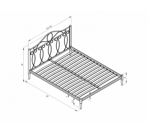 Двуспальная кровать Лейла Черный, металл 160х200 см