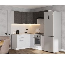 Кухонный гарнитур Бридж 180х150 см Белый / Бетон снежный / Бетон темный