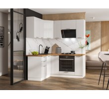 Кухонный гарнитур Бреста 180х150 см Белый / Белый глянец