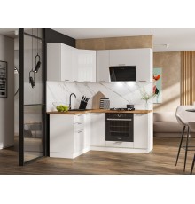 Кухонный гарнитур Бреста 180х150 см Белый / Белый глянец