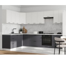 Кухонный гарнитур Вектор 300х180 см Белый / Графит / Бланж