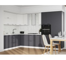 Кухонный гарнитур Вектор 320х220 см Белый / Графит / Бланж