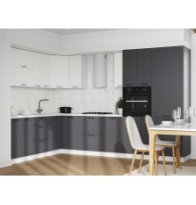 Кухонный гарнитур Вектор 320х220 см Белый / Графит / Бланж