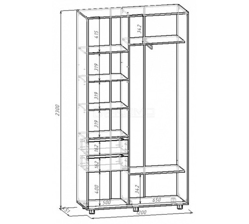 Шкаф-купе Удачный 1200x450x2300