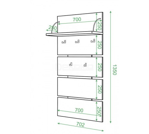 Вешалка настенная Домино СТ-50