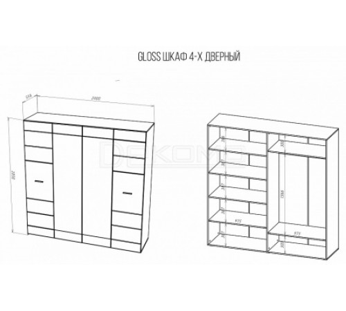 Шкаф платяной Gloss