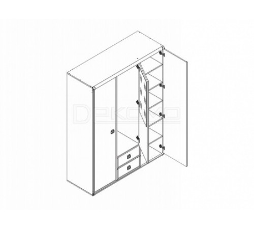 Шкаф платяной Индиана JSZF 3d2s