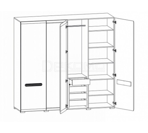 Шкаф платяной Ацтека SZF2D2L/21/22