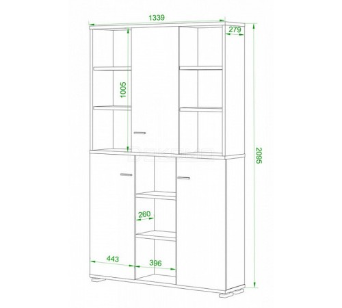 Шкаф книжный Домино ПУ-40-3