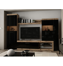 Гостиная Эра Бастон Дуб Делано / Черный глянец Дуб Делано / Черный глянец