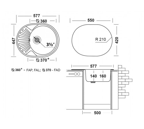 Мойка Юкинокс Фаворит 577х447 матовая Матовая нержавеющая сталь Правая 0,6 см