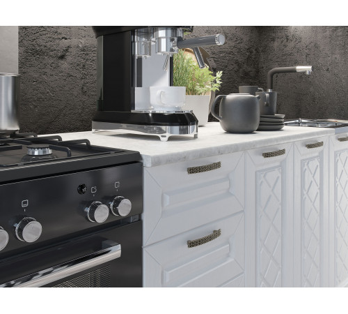 Кухонный гарнитур Эра Агава 160 см корпус Белый / Акация белая / столешница Калаката корпус Белый / Акация белая / столешница Калаката