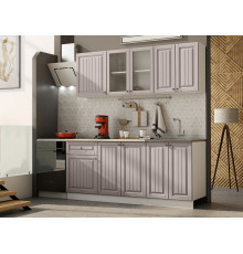 Кухонный гарнитур Эра Хозяюшка Белый / Мускат / столешница Калаката Без антресольного шкафа