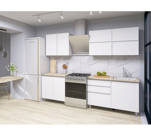 Кухонный гарнитур СВ-Мебель Токио Белый текстурный / Дуб Сонома 200 см