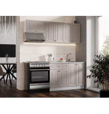 Кухонный гарнитур Эра Хозяюшка Белый / Мускат / столешница Калаката С антресольным шкафом