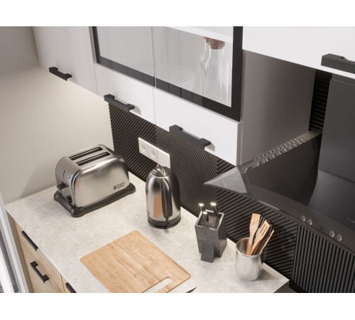 Кухонный гарнитур Эра Хозяюшка Белый гладкий / Дуб Вотан / столешница Калаката 240 см