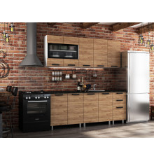 Кухонный гарнитур BTS Крафт 200 см Белый / Крафт / столешница Черный янтарь Белый / Крафт / столешница Черный янтарь