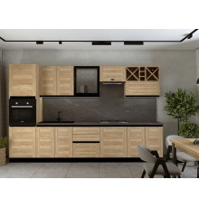 Кухонный гарнитур СБК Сити 340 см Дуб Галифакс / Черный Дуб Галифакс / Черный