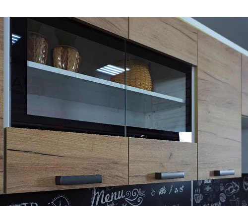 Кухонный гарнитур BTS Крафт 200 см Белый / Крафт / столешница Черный янтарь Белый / Крафт / столешница Черный янтарь