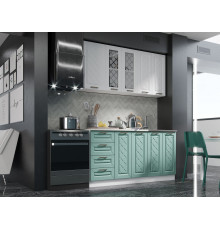 Кухонный гарнитур Эра Агава 160 см корпус Белый / Акация белая / Мята / столешница Калаката корпус Белый / Акация белая / Мята / столешница Калаката