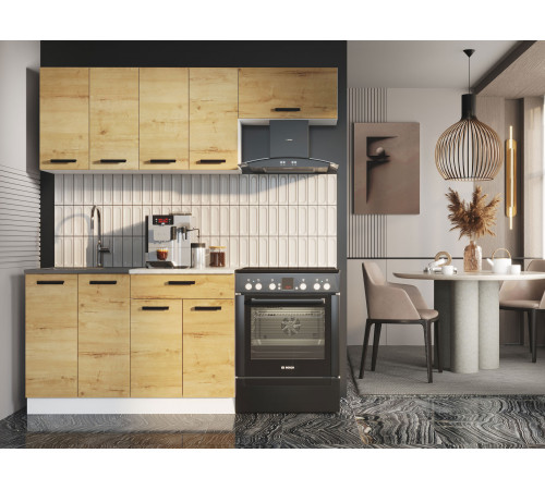 Кухонный гарнитур Эра Хозяюшка Дуб Вотан / столешница Калаката 180 см