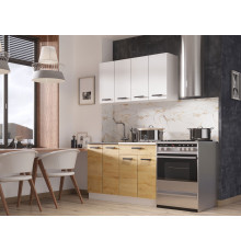 Кухонный гарнитур Эра Хозяюшка Белый гладкий / Дуб Вотан / столешница Калаката 120 см