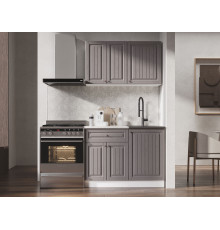 Кухонный гарнитур Эра Хозяюшка Белый / Трюфель / столешница Калаката Без антресольного шкафа