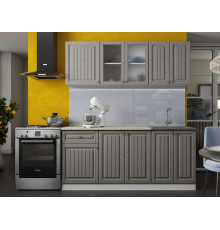 Кухонный гарнитур Эра Хозяюшка Белый / Трюфель / столешница Калаката Без антресольного шкафа