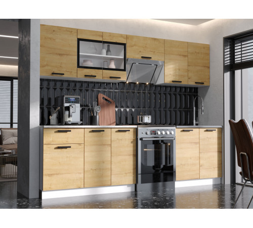 Кухонный гарнитур Эра Хозяюшка Дуб Вотан / столешница Калаката 240 см