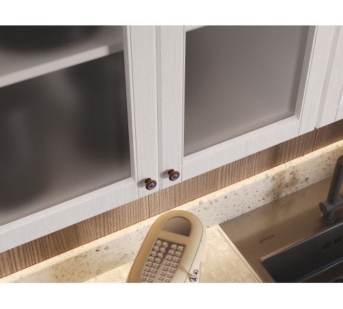 Кухонный гарнитур Эра Хозяюшка Акация белая / Деним Без антресольного шкафа