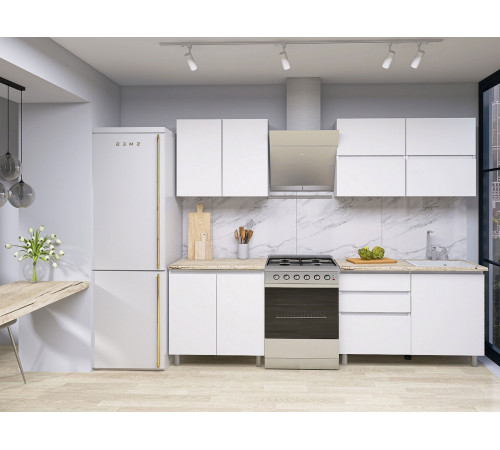 Кухонный гарнитур СВ-Мебель Токио Белый текстурный / Дуб Сонома 200 см