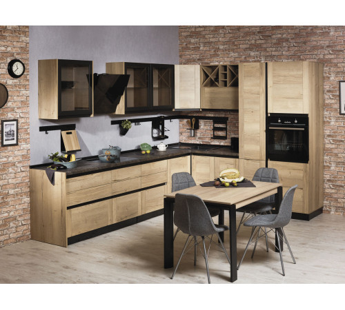 Кухонный гарнитур СБК Сити 320х245 см Дуб Галифакс / Черный Правая Дуб Галифакс / Черный