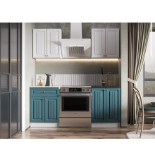 Кухонный гарнитур Эра Хозяюшка Белый / Акация белая / Моренга / столешница Калаката Без антресольного шкафа