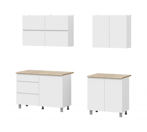 Кухонный гарнитур СВ-Мебель Токио Белый текстурный / Дуб Сонома 200 см