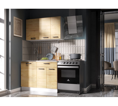 Кухонный гарнитур Эра Хозяюшка Дуб Вотан / столешница Калаката 110 см