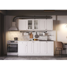 Кухонный гарнитур Эра Хозяюшка Белый / Акация белая / столешница Калаката Без антресольного шкафа