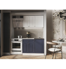 Кухонный гарнитур Эра Хозяюшка Белый / Акация белая / Сапфир / столешница Калаката Без антресольного шкафа