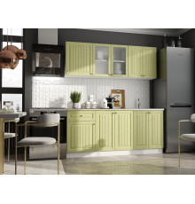 Кухонный гарнитур Эра Хозяюшка Белый / Фисташка / столешница Калаката Без антресольного шкафа